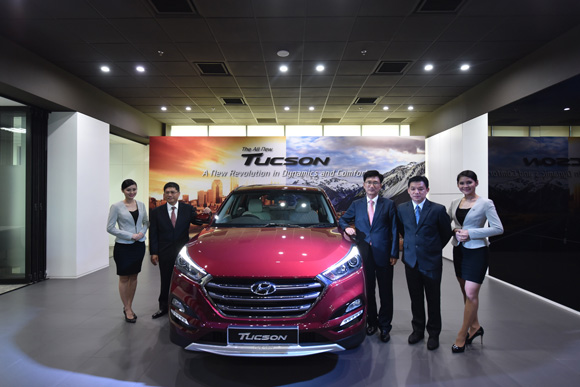 With the Newly Launched All-New Tucson are L to R- Mr Dennis Ho, Mr Park Sang-Min and Mr Lau Yit Mun