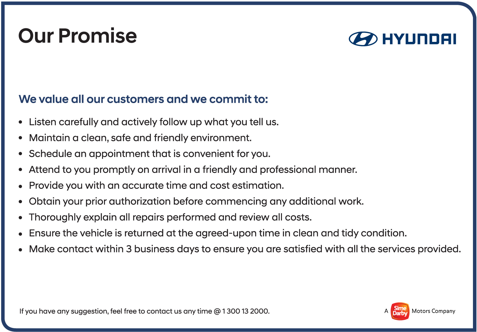 Hyundai Malaysia (HSDM) - Our Promise