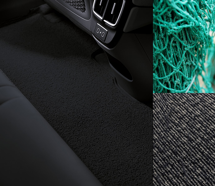 Recycled fisher-net carpets